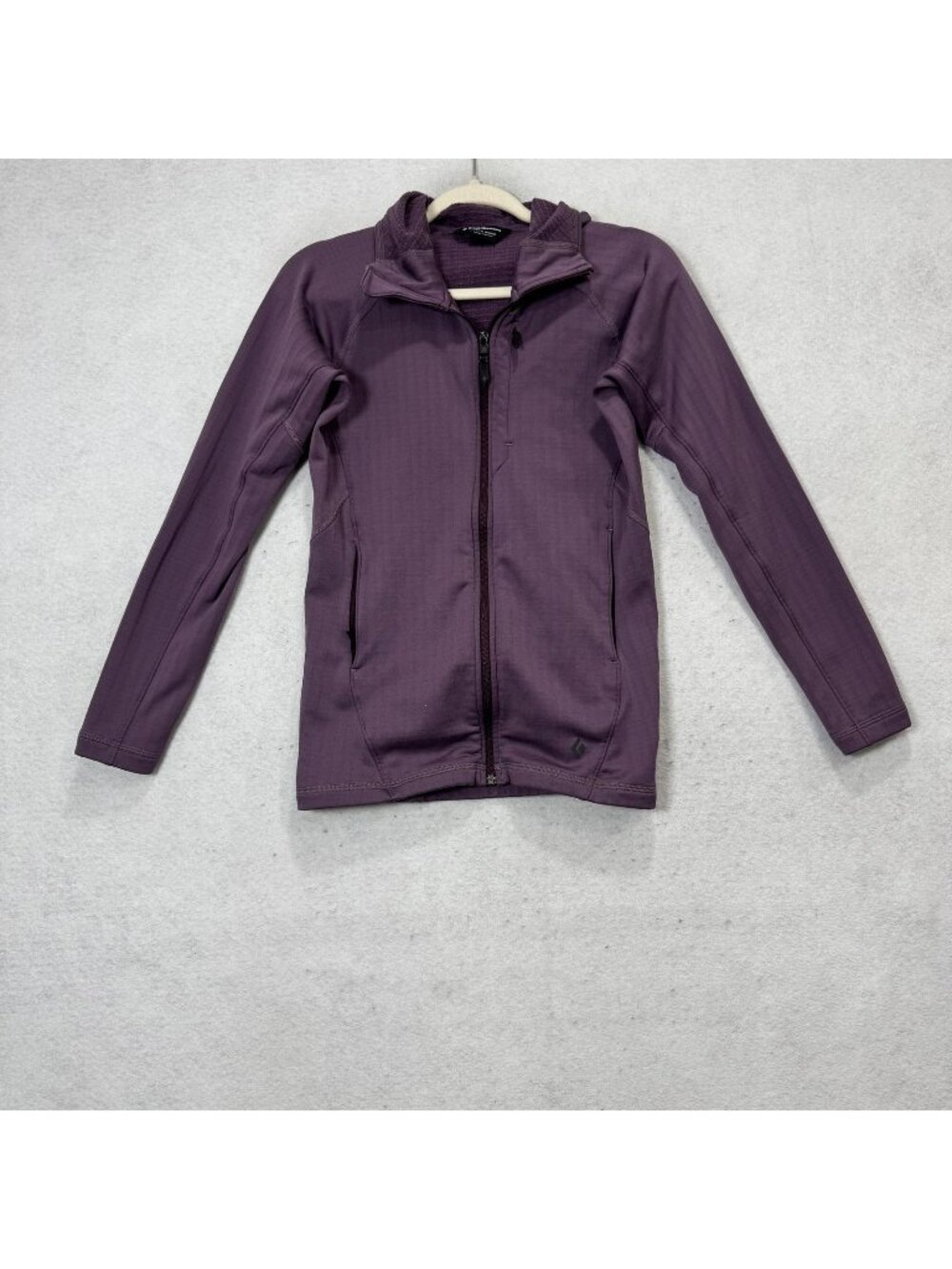 Black Diamond Jacket Womens Small Purple Fleece Hooded Full Zip Hiking Layer